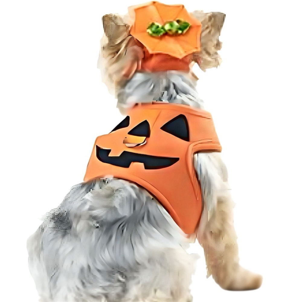 Wag-a-Tude Pumpkin Body Harness Hat Set Dog Puppy Halloween Costume New Size XS
